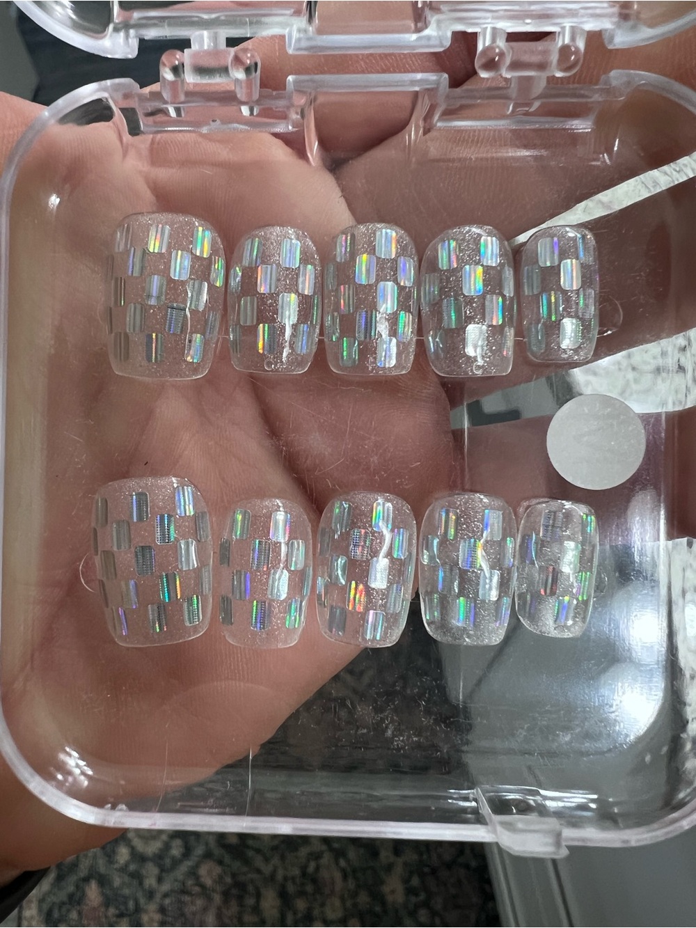 Clear Holographic Press-On Nail Set - Clear